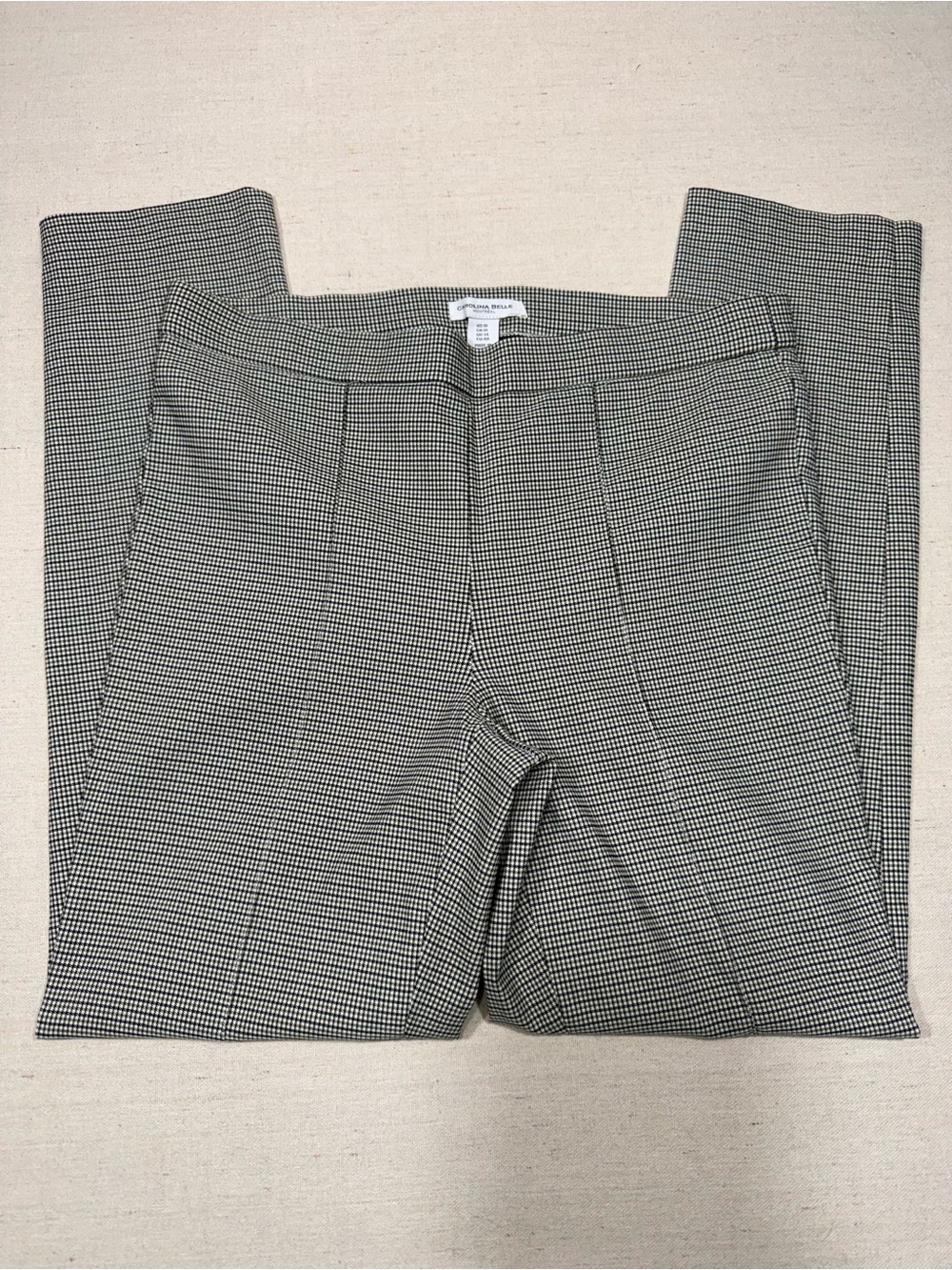 Carolina Belle Montreal - Neutral Micro-Check Stretch Ponte Pants - Size 10